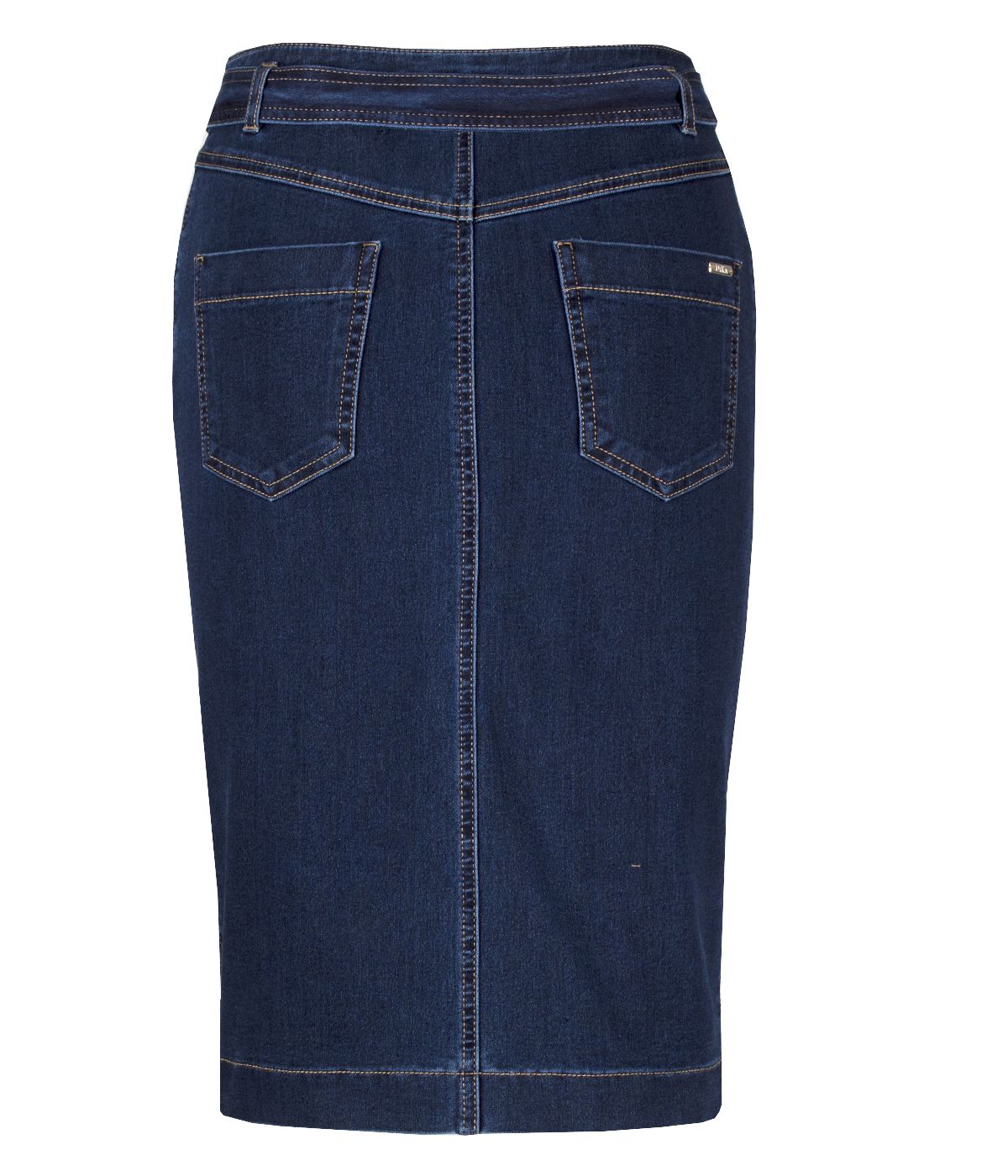 Cotton denim skirt with diagonal buttons and textile belt  1
